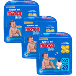 Kit 3 Fraldas Turma Da Mônica Mega XG - 78 Tiras