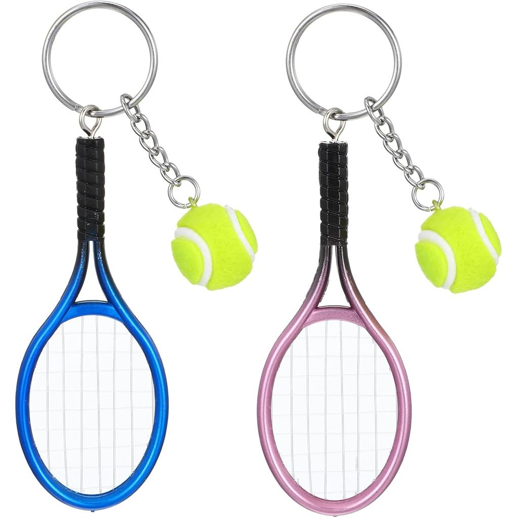 Chaveiro de ténis, 2 acessórios de ténis, mini raquete de ténis e pingente de bola de ténis, chaveiros esportivos, raque