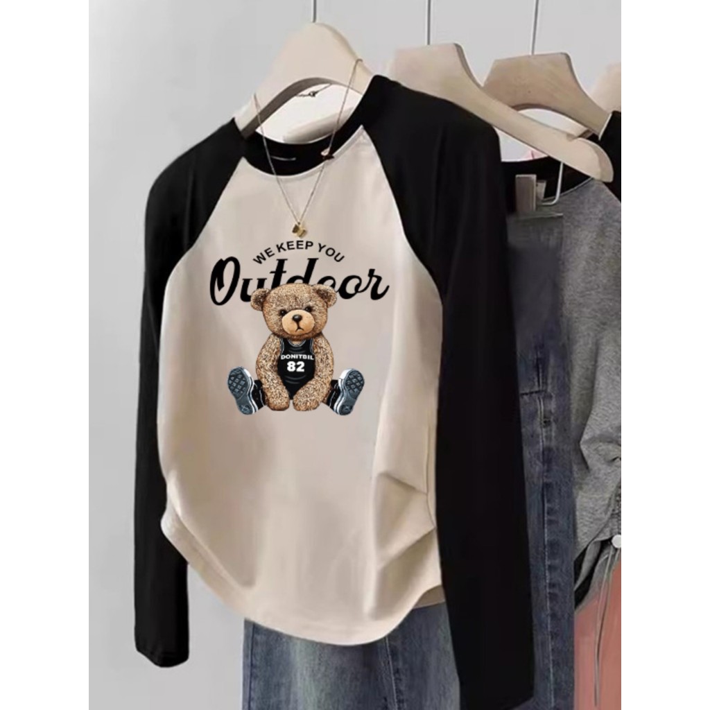 Meninas roupas contraste cor puro algodão manga comprida camiseta primavera outono roupas grandes crianças roupas Base i