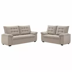 Conjunto de Sofá 2 e 3 Lugares Bertioga Veludo Capuccino Luizzi