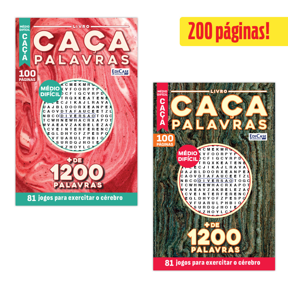 Kit 2 Livros Caça-Palavras ed.10 - Médio/Difícil - 64 e 66