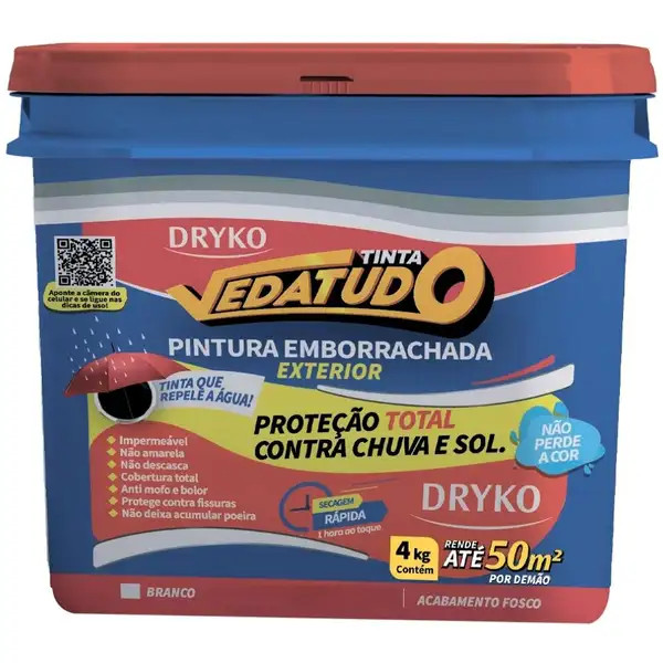 Tinta Vedatudo Emborrachada Branca 4KG TINTAEMB-GL Dryko em Oferta na Shopee