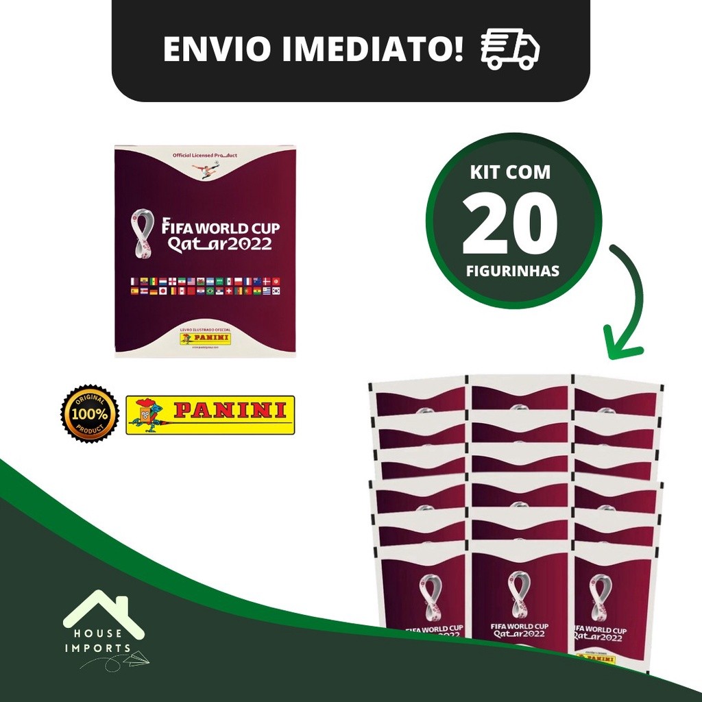 KIT ÁLBUM CAPA MOLE + 20 FIGURINHAS AVULSAS OFICIAL COPA DO MUNDO QATAR 2022