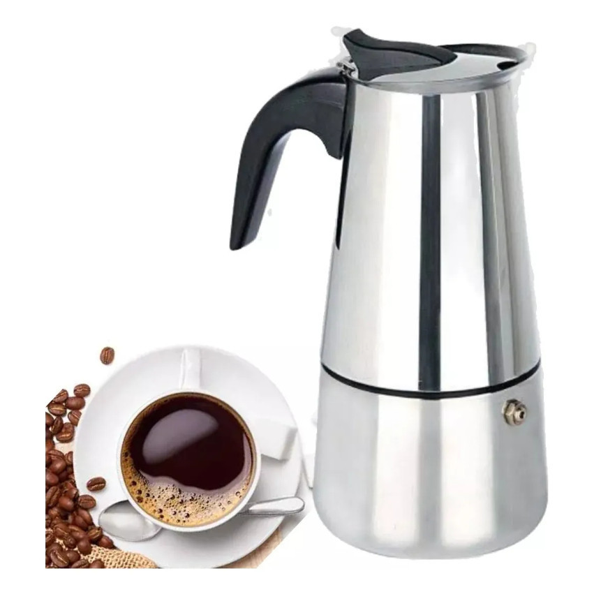 Cafeteira Italiana em Aço Inox 600ml / 6 Xícaras | Para Café Espresso Tradicional