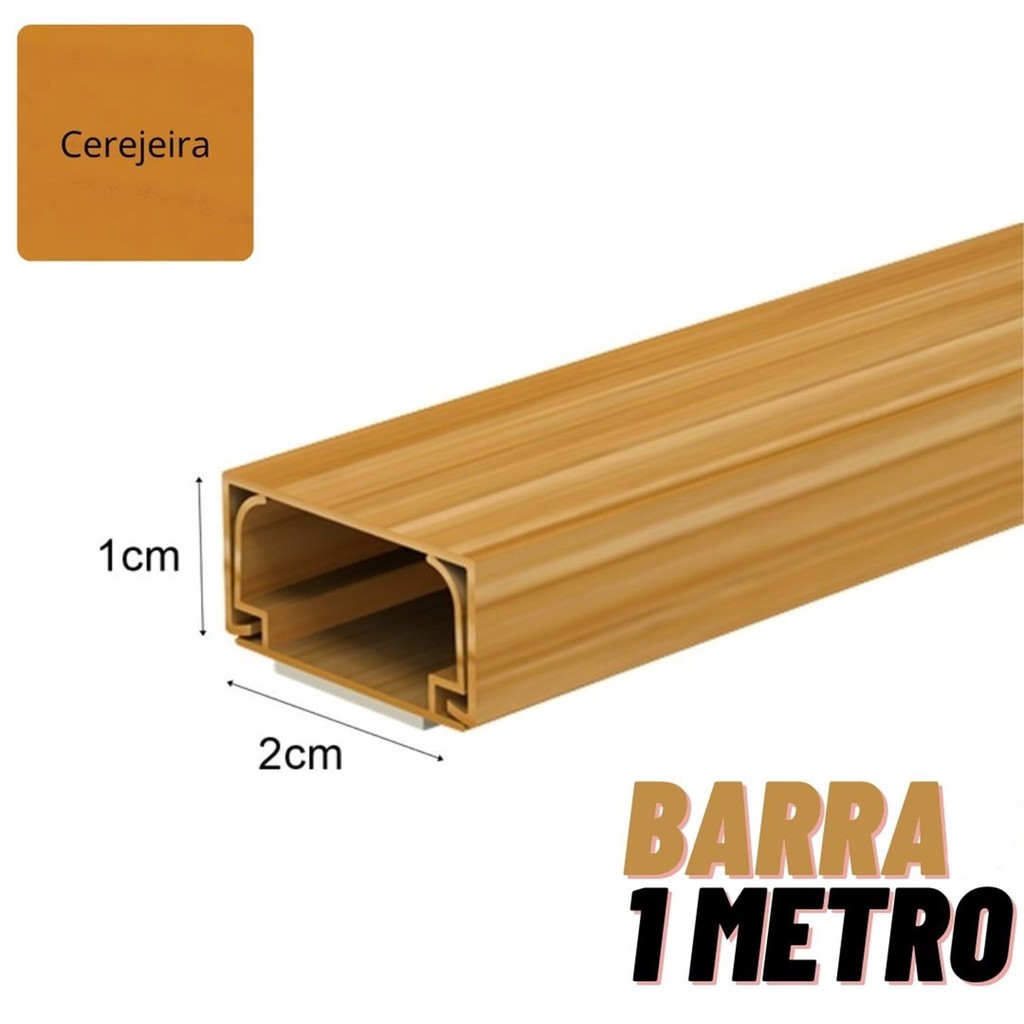 Canaleta p/ Fios e Cabos Sistema X Cor Madeira Cerejeira 1 Metro em Oferta na Shopee