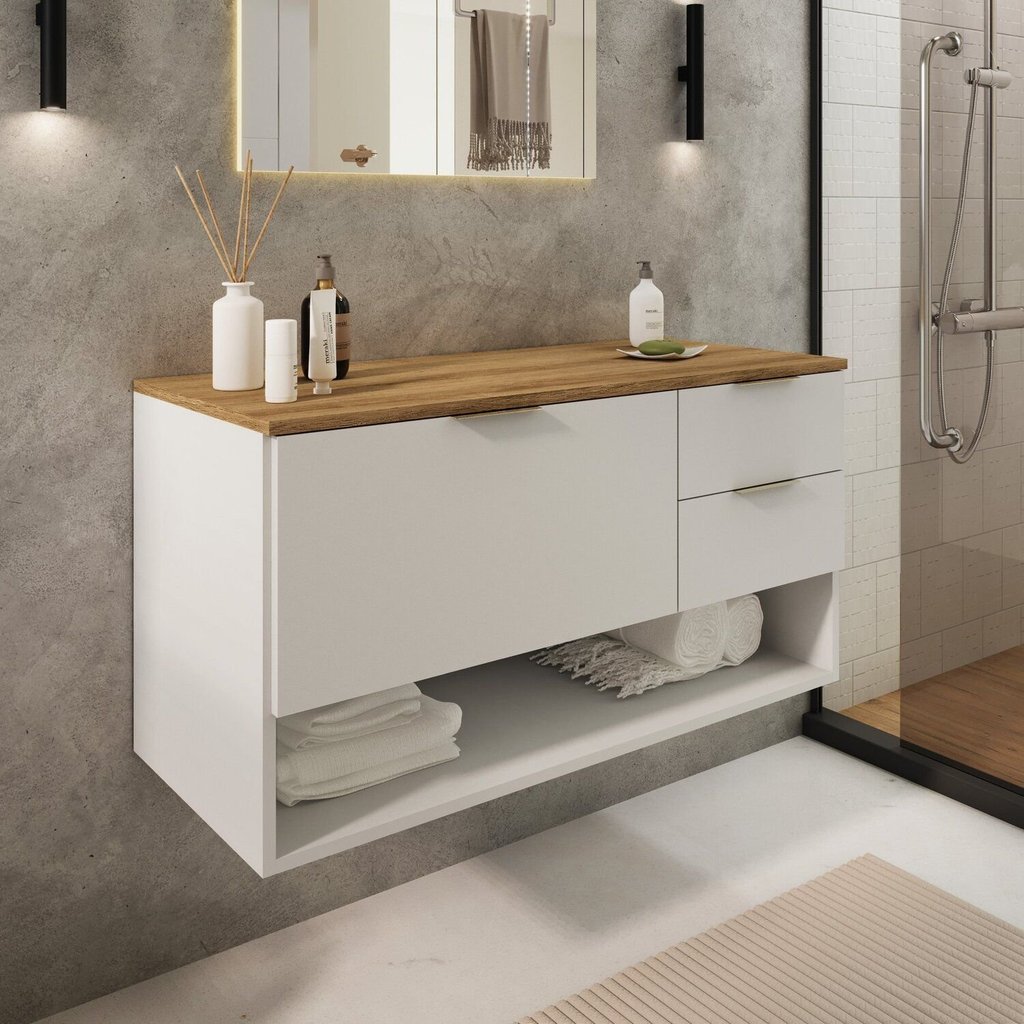 Gabiente para Banheiro Suspenso 1 Porta Branco/Mel em Oferta na Shopee