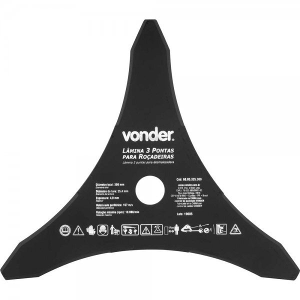 Lâmina Para Roçadeiras 3 Pontas 300 mm x 25,4 mm Vonder em Oferta na Shopee