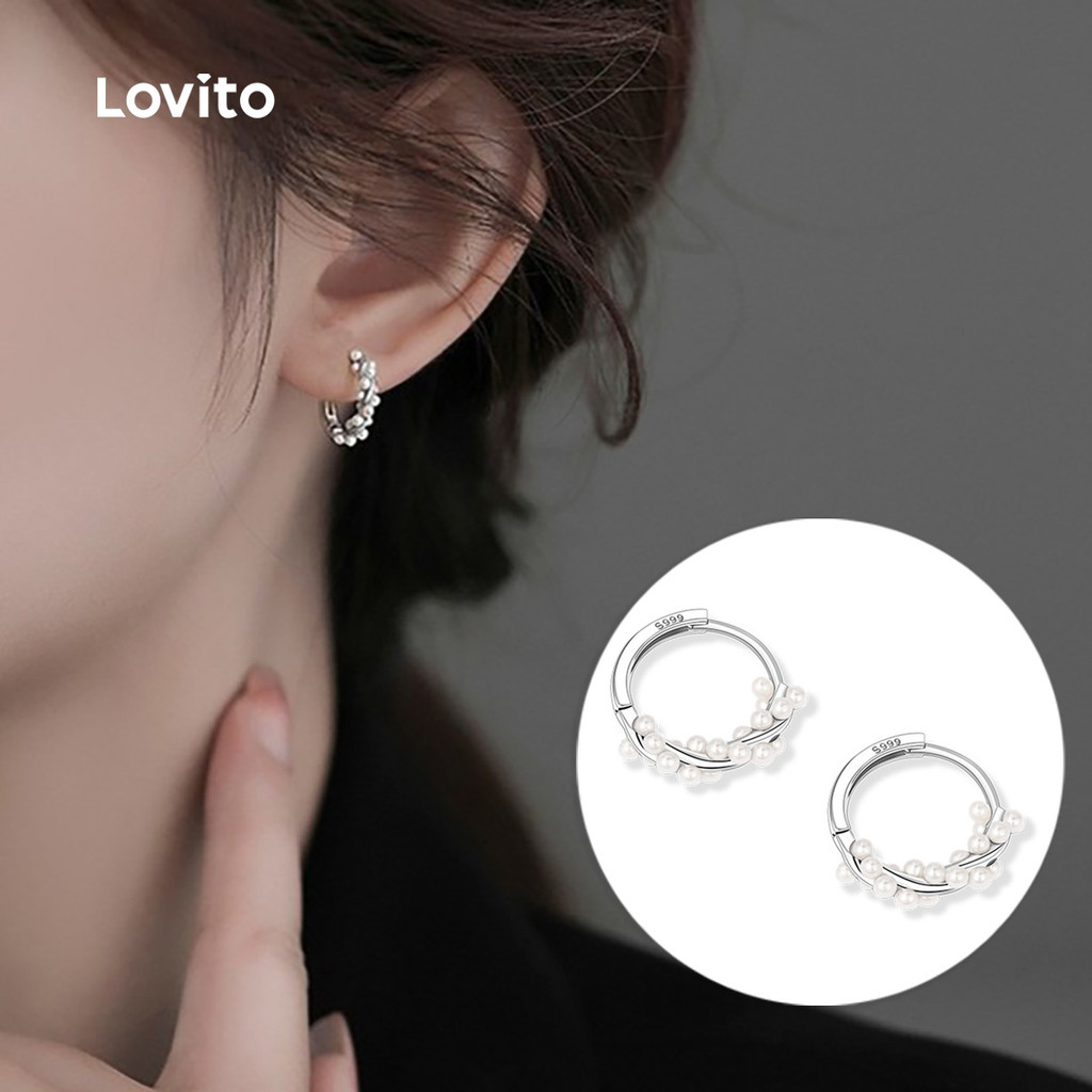 Lovito Brincos Elegantes de Pérolas LFA102207 em Oferta na Shopee