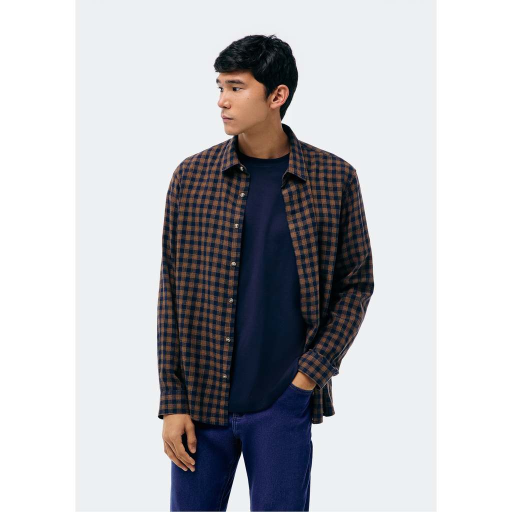 Camisa Masculina Manga Longa Xadrez Em Linho em Oferta na Shopee