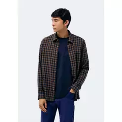 Camisa Masculina Manga Longa Xadrez Em Linho