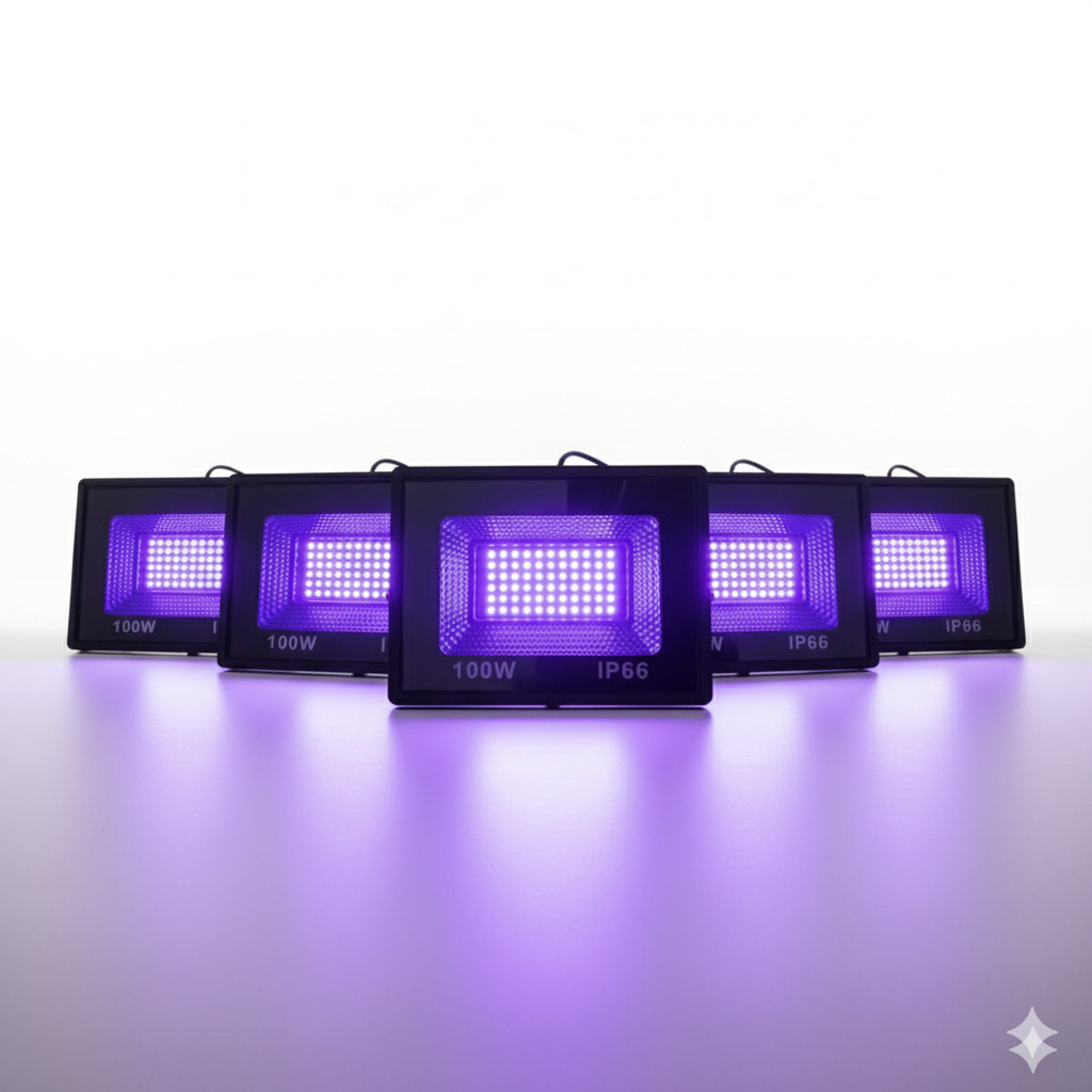 Kit 3 Refletor LED 100w Luz Negra Bivolt Efeito Neon UV Festa DJ Balada Iluminação Ultravioleta Fluorescente