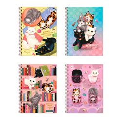 Caderno espiral capa dura universitário 10x1 160 folhas Purrfect Cats Tilibra