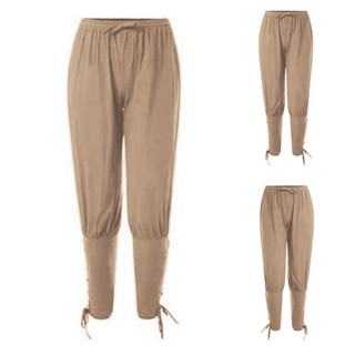 Calças Piratas Masculinas Adultas Vintage Medieval Renascentista Palco Drama Traje Soltas Viking De Cor Sólida Halloween