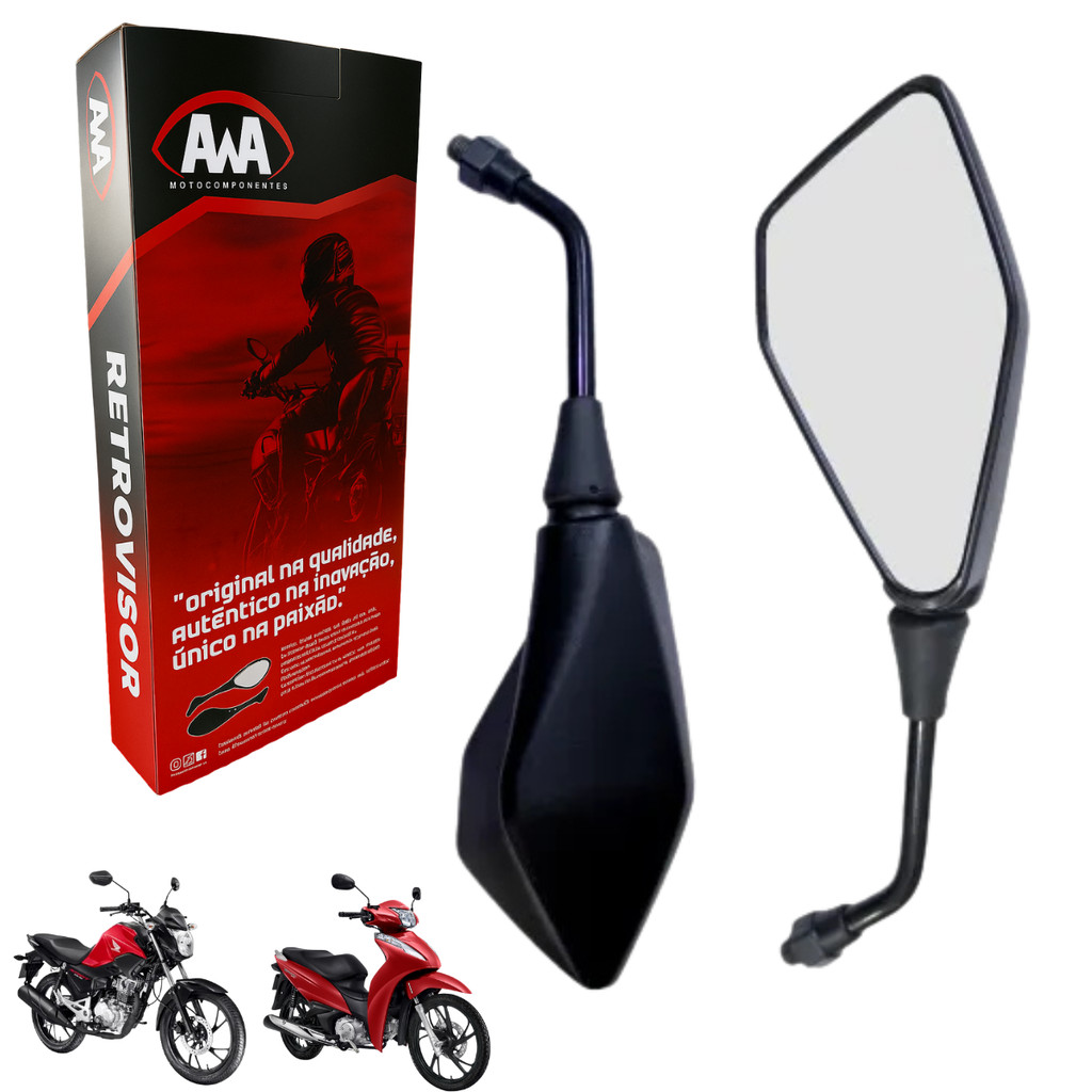 Retrovisor Z400 Mini Kawasaki Honda Yamaha Rosca Haste Fixo em Oferta na Shopee