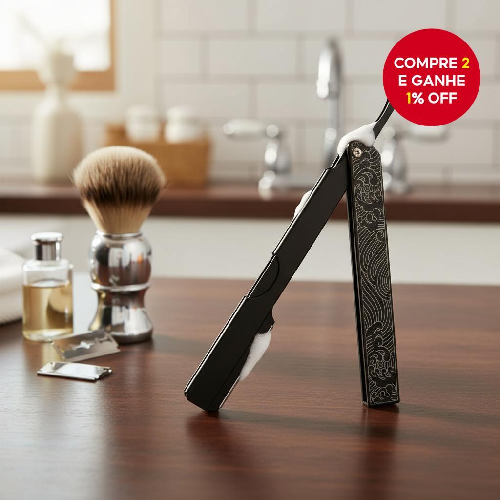 Suporte Manual Profissional para Navalha de Barba, Navalha Dobrável para Barbear Masculina, Lâmina Substituível,