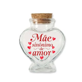 Potinho de Vidro Coração de Dia das Mães com Rolha 70ml - 6cm x 7cm - 1 unidade - Rizzo em Oferta na Shopee