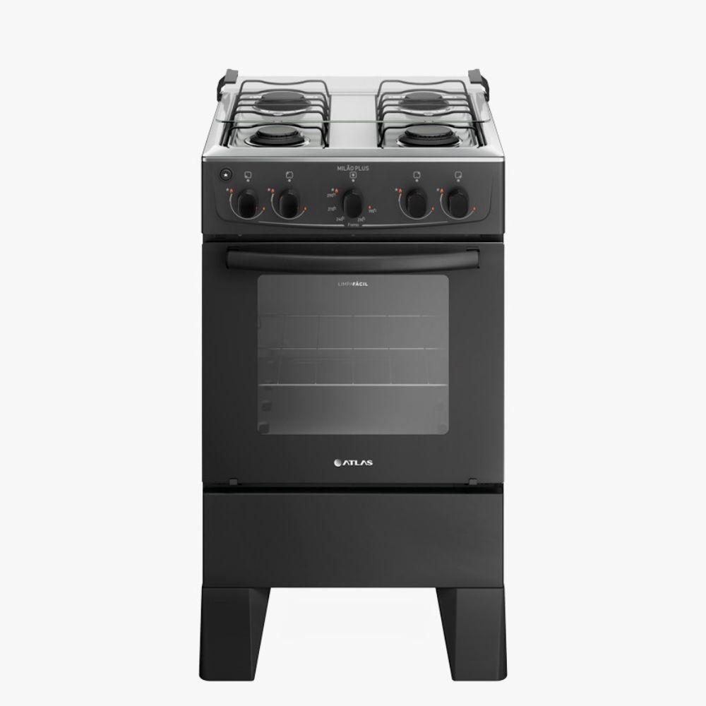 Fogão 4 Bocas Atlas Automático Mesa de Inox Milão Plus Preto em Oferta na Shopee