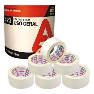 Kit 6 Fita Crepe De Pintura Larga 48mm x 50m Grande Adere em Oferta na Shopee