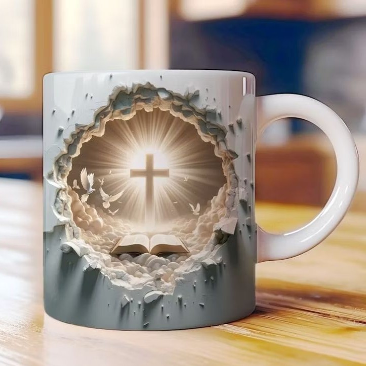Caneca arte 3D Religiosas Jesus Maria presépio caneca de porcelana branca sublimação