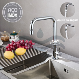 Torneira Gourmet Cozinha de Mesa Bancada com Bico Arejador Articulável Curvado Inox Metal Luxo Moderno em Oferta na Shopee