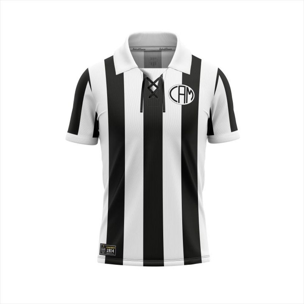 Camisa Retrô Atlético Mineiro 1914 Masculina Torcedor Futebol Clássica Confortável Algodão
