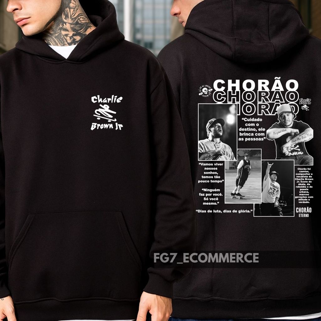Moletom Unissex Canguru Chorão Banda Charlie Brown Jr Eterno Só os Loucos Sabem em Oferta na Shopee