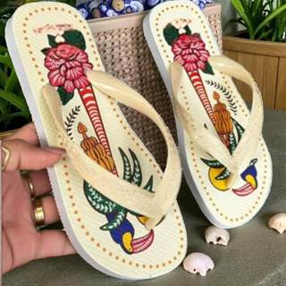 Chinelo Feminino Estilo Praia Verão Estampado Tropical Colorido em Oferta na Shopee