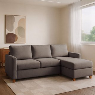 Sofá 3 Lugares com Chaise Moov Yescasa Bege em Oferta na Shopee