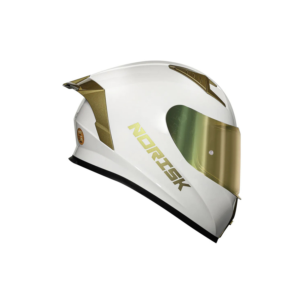 Capacete Fechado Norisk Flow Monocolor Branco Dourado