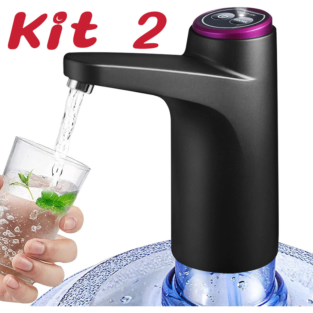 Kit 2 Bebedouro Elétrico Portátil para Galão de Água 20L – Bomba Automática com 2 Botões USB