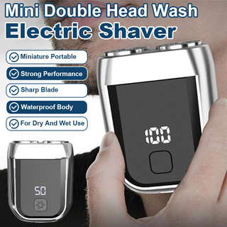 【Compacto e Eficiente】Washable Dual Head Electric Razor Mini Electric Shaver Barbeador/Elétrico/À Prova D'Água