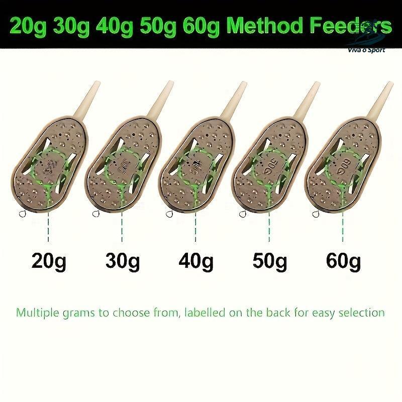 Viva o Sport 2/5 Unidades 20g/30g/40g/50g/60g Alimentador De Método De Pesca Em Linha Kit De Dispositivo De Carpa Equipa
