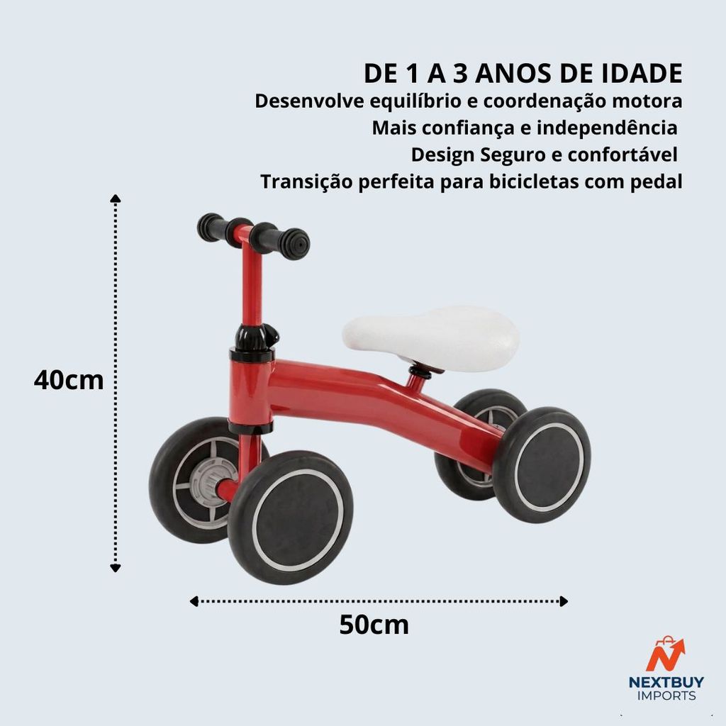 Bicicleta De Equilíbrio Infantil Sem Pedal 4 Rodas Para crianças Aprenderem A Caminhar — imagem 2 de 2
