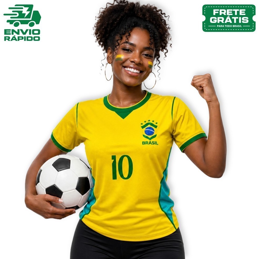 Camisa Camiseta MODELO AMARELA Brasil Copa Feminina BABY LOOK Nova 2026 DOHAOUTLETI