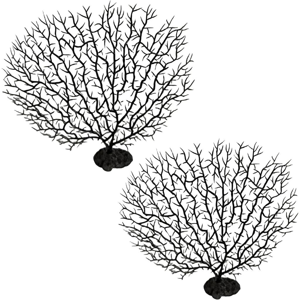 Tfwadmx Grande Planta de Coral Artificial, Decoração de Aquário, Decoração de Tanque de Peixes Preta, Paisagem de Aquári
