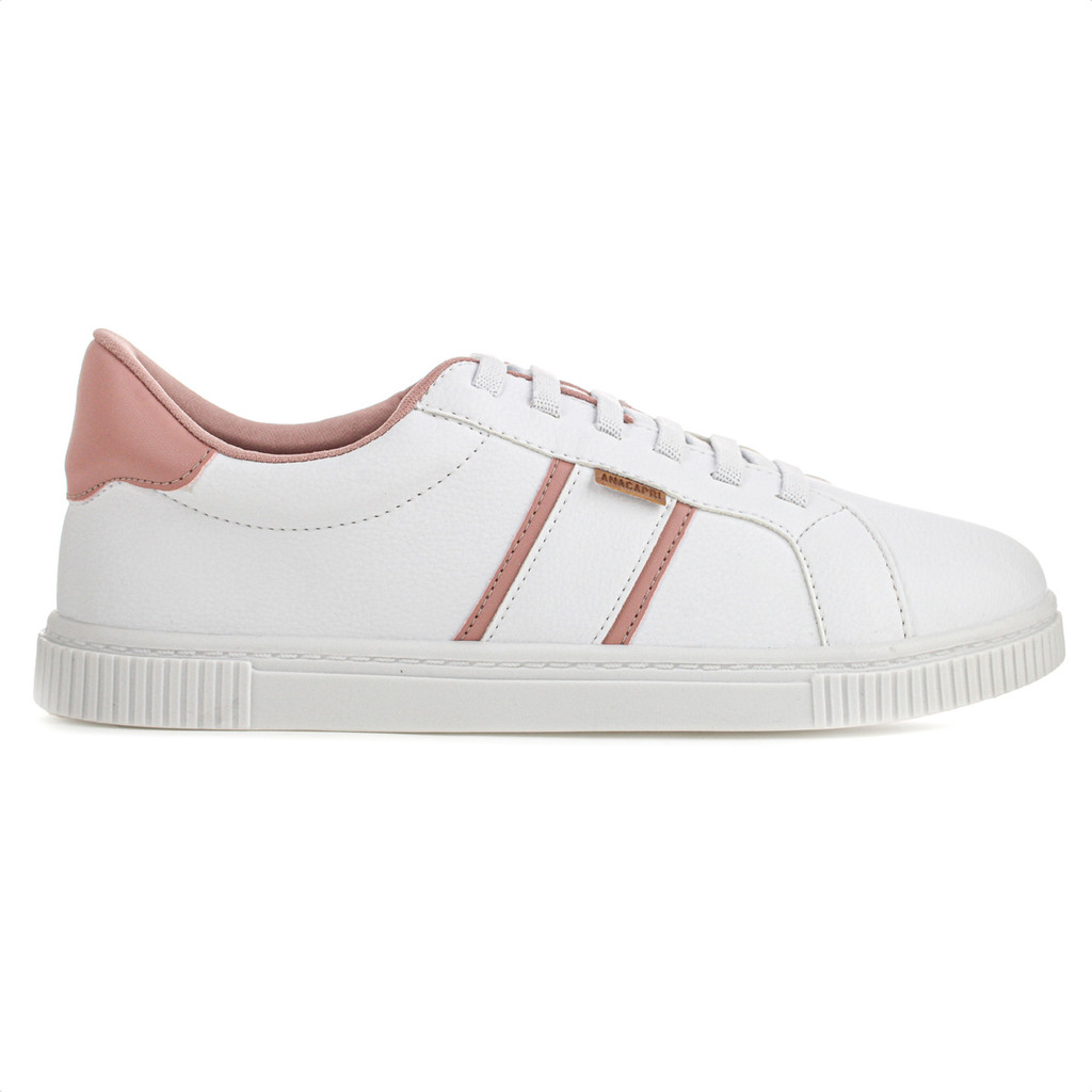 Tênis Anacapri York Eco Santorine Branco e Rosa - Feminino