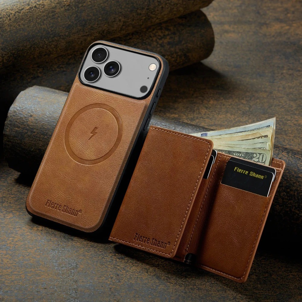 Capa Destacável De Couro Com Carregamento Magnético Para iPhone 17 Pro Max 17e Air 16e 17e 16 Plus 15 14 13 12 11 Suport