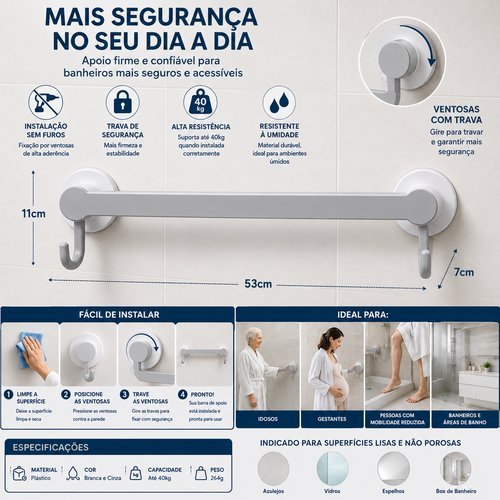 Organizador Multiuso Compacto Branco Com Ganchos Pratico Resistente Casa Escritório
