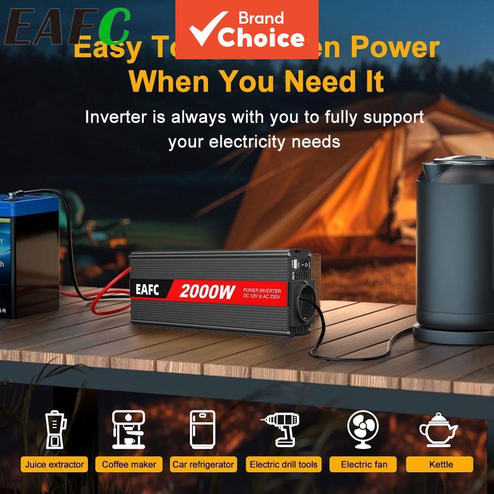 EAFC Peak 2000W Inversor De Energia Para Carro DC 12V AC 220V Ue Tomada Transformador Porta USB