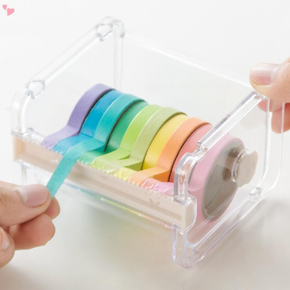 Dispensador De Fita Washi De Vários Rolos Transparente , Organizador De Cortador Suporte De Armazenamento Empilhável Par