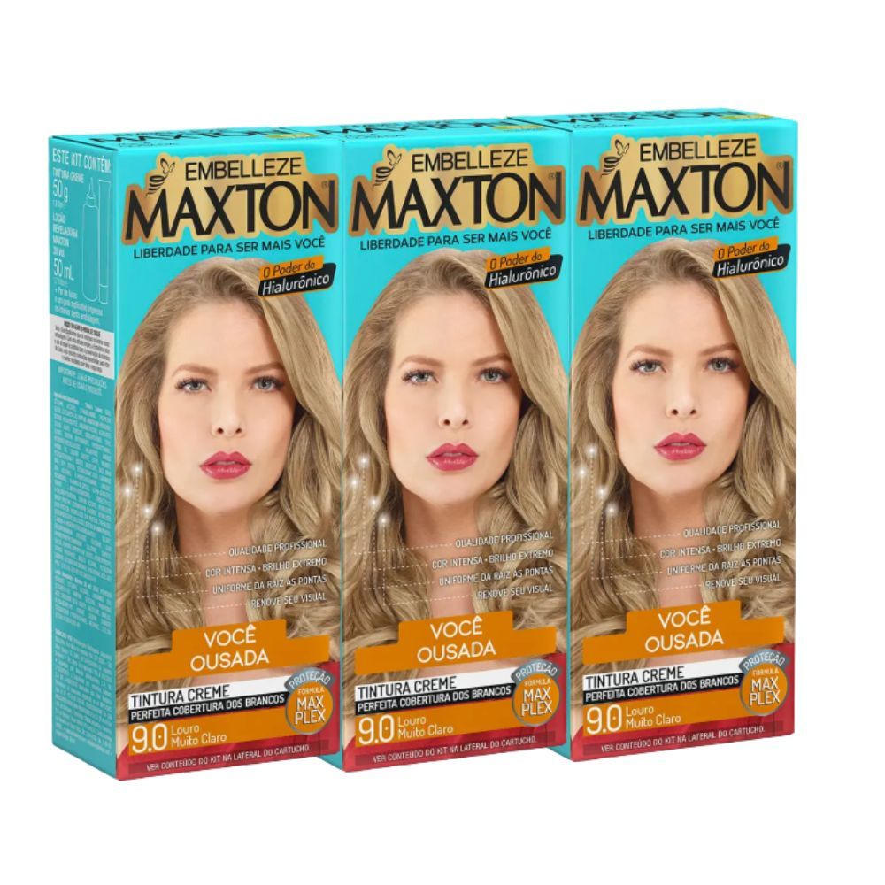 Kit 3 Maxton Super Ousada Louro Muito Claro 9.0