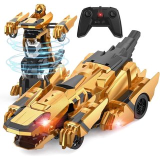 Carros RC Dinossauro Transformável Kroyedfuw, Carro de Controle Remoto 2.4Ghz Transformando-se em Robô com Luzes Piscant