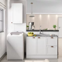 Cozinha Modulada 2 Peças 3 Portas 2 Gavetas com Balcão para Pia Unna Yescasa Branco