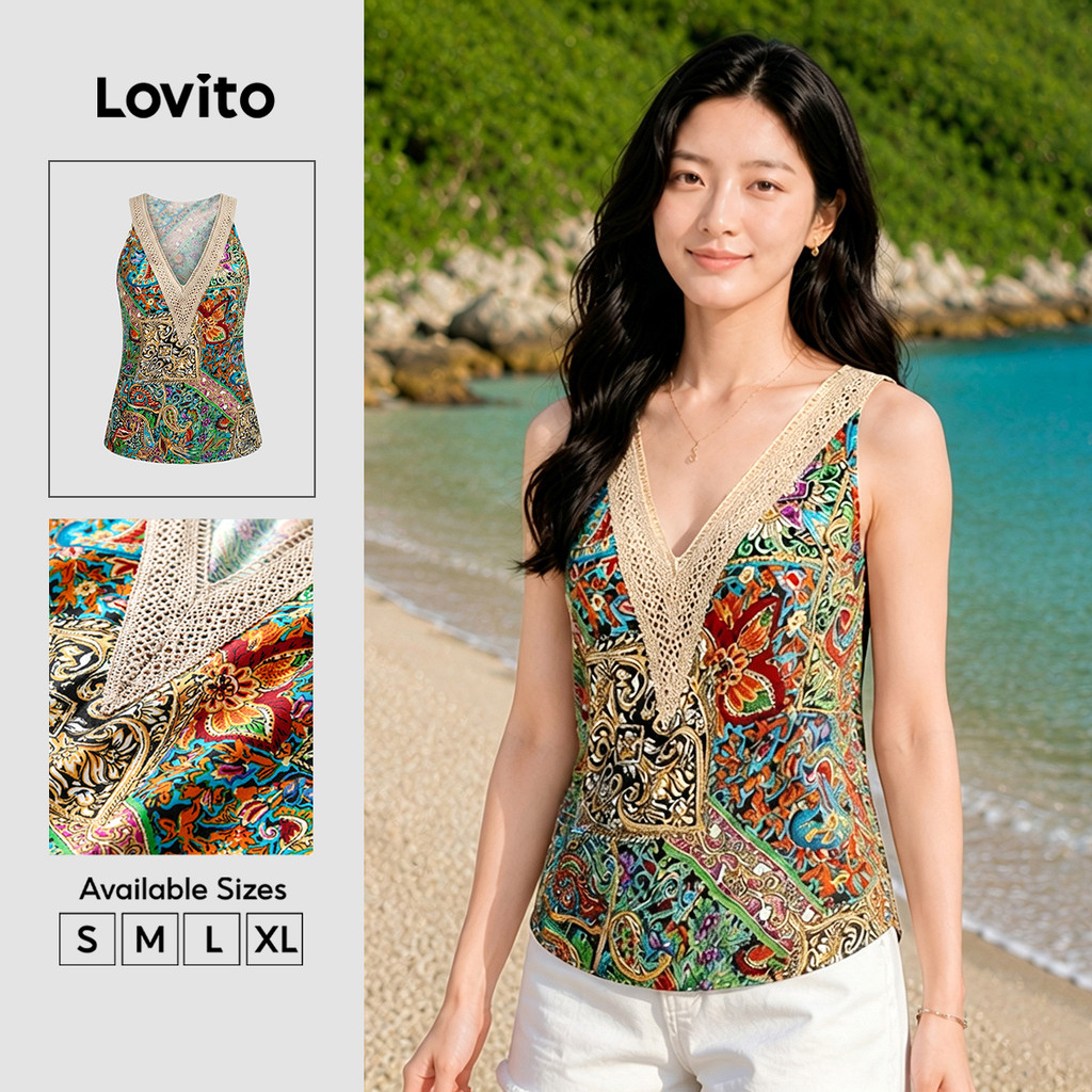 Lovito Férias Blusa Clássica E Versátil Para O Dia a Dia Primavera/verão Para Mu