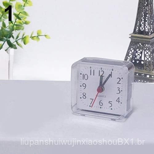 Relógio despertador quadrado de quartzo silencioso é portátil e adequado para viagens, com função de alarme.