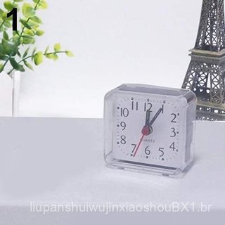 Relógio despertador quadrado de quartzo silencioso é portátil e adequado para viagens, com função de alarme.