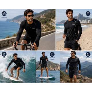 Camiseta Masculina Manga Longa Premium em Poliamida Proteção UV Secagem Rápida Respirável