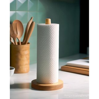Suporte de Papel Toalha de Madeira KitchLife para Bancada - Dispensador de Papel Toalha Sólido e Independente com Base A