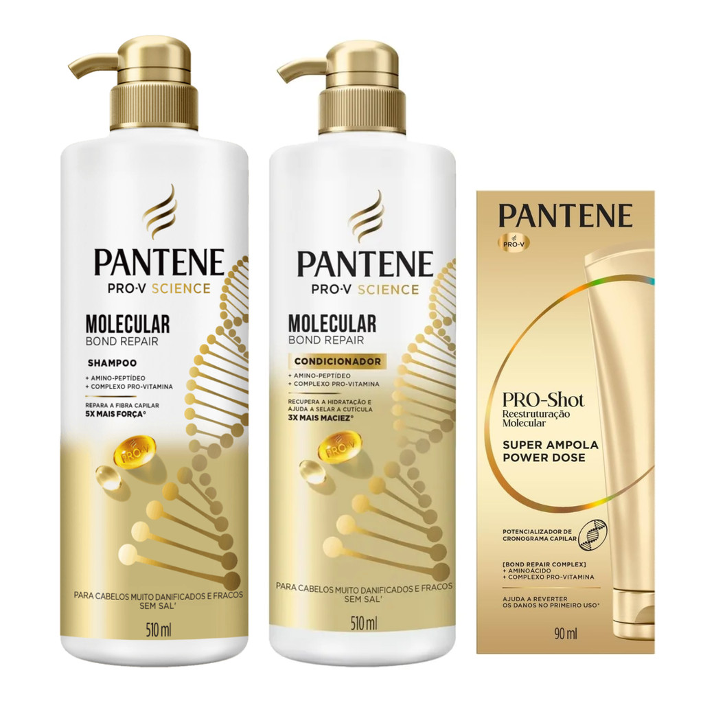 KIT PANTENE MOLECULAR SHAMPOO + COND 510ML + AMPOLA 90ML