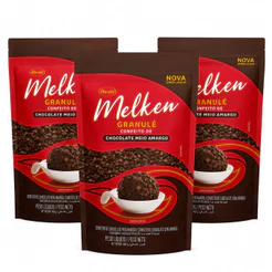 3 Uni Granulado Granulé Chocolate Meio Amargo Melken 400g Harald